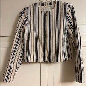 Madewell Cream and Dark Denim Striped Jacket